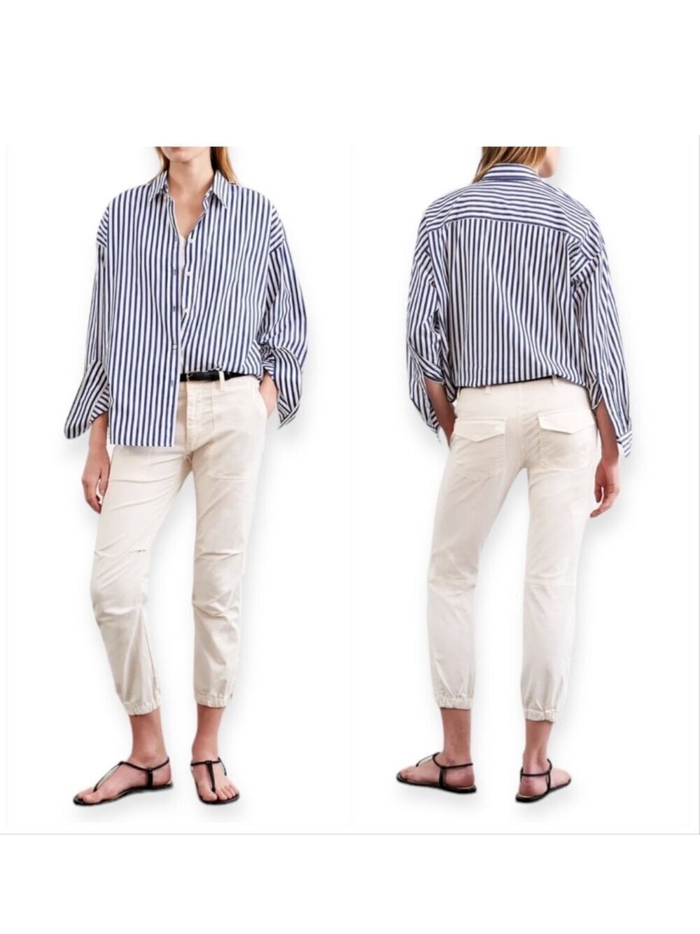 NEW NILI LOTAN cropped military pant in eggshell 4